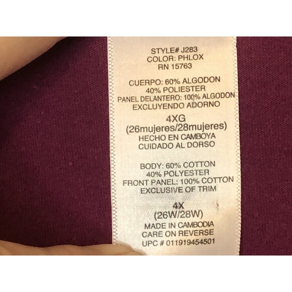 Just My Size Hot Pink Ladies Shirt 4X Used - Picture 4 of 6